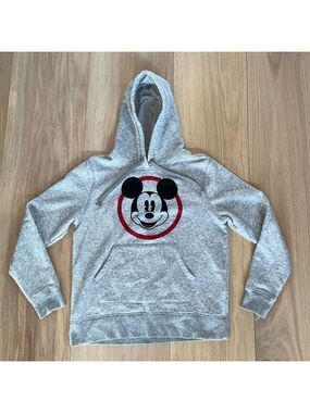 Disney Gray And Red Mickey Mouse Sweatshirt Hoodie Size Medium